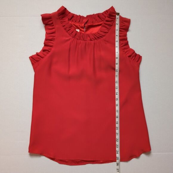 Britt Ryan 100% Silk Ruffle Tank Top Blouse Orange Sleeveless Office Womens M - Picture 10 of 10